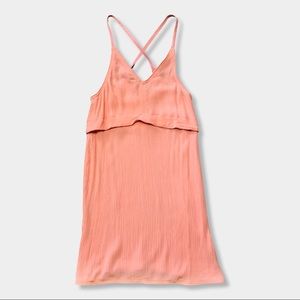 Aritzia Wilfred Peach Gauze Criss Cross Back Tank Top Slip Sun Mini Dress XS